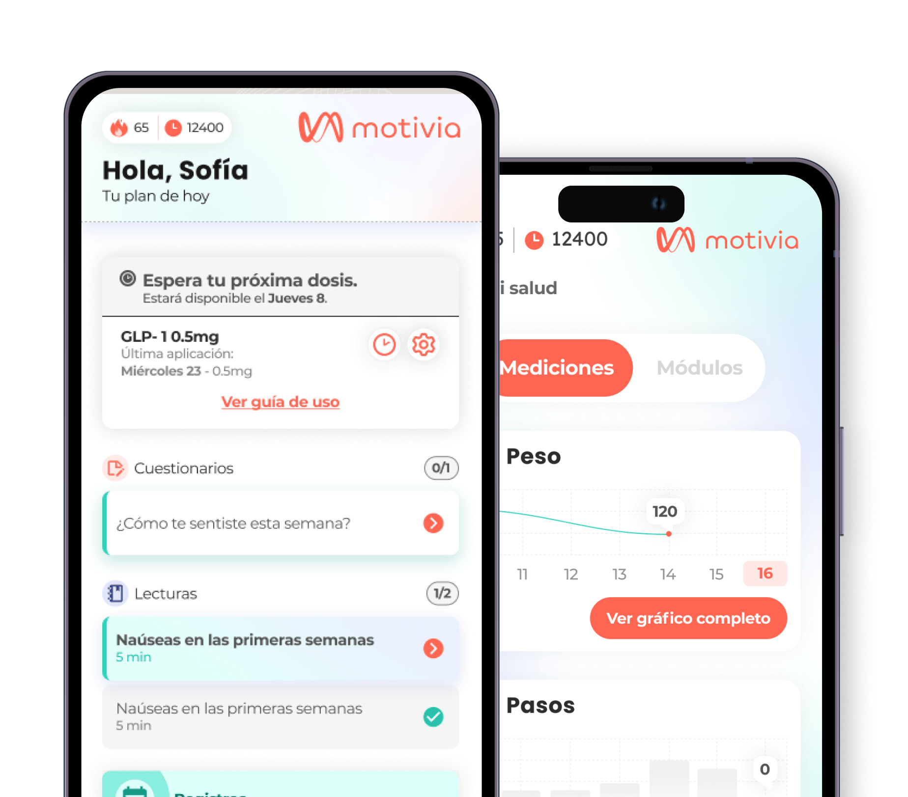 App Motivia con dispositivos conectados